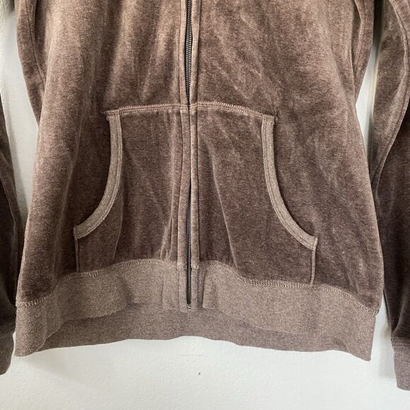 Banana Republic Brown Velour Track Suit Zip Up Hoodie Jacket Small Y2K - Picture 4 of 10